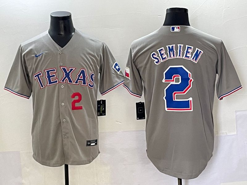 Men 2025 Texas Rangers #2 Semien Grey Game Nike MLB Jersey style 3->texas rangers->MLB Jersey